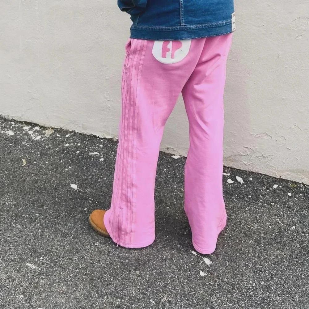 RogueWave Hip-hop Straight Pants for Men and Women Y2k High Street Harajuku Retro Striped Printed Pants American Knitted Casual Pants