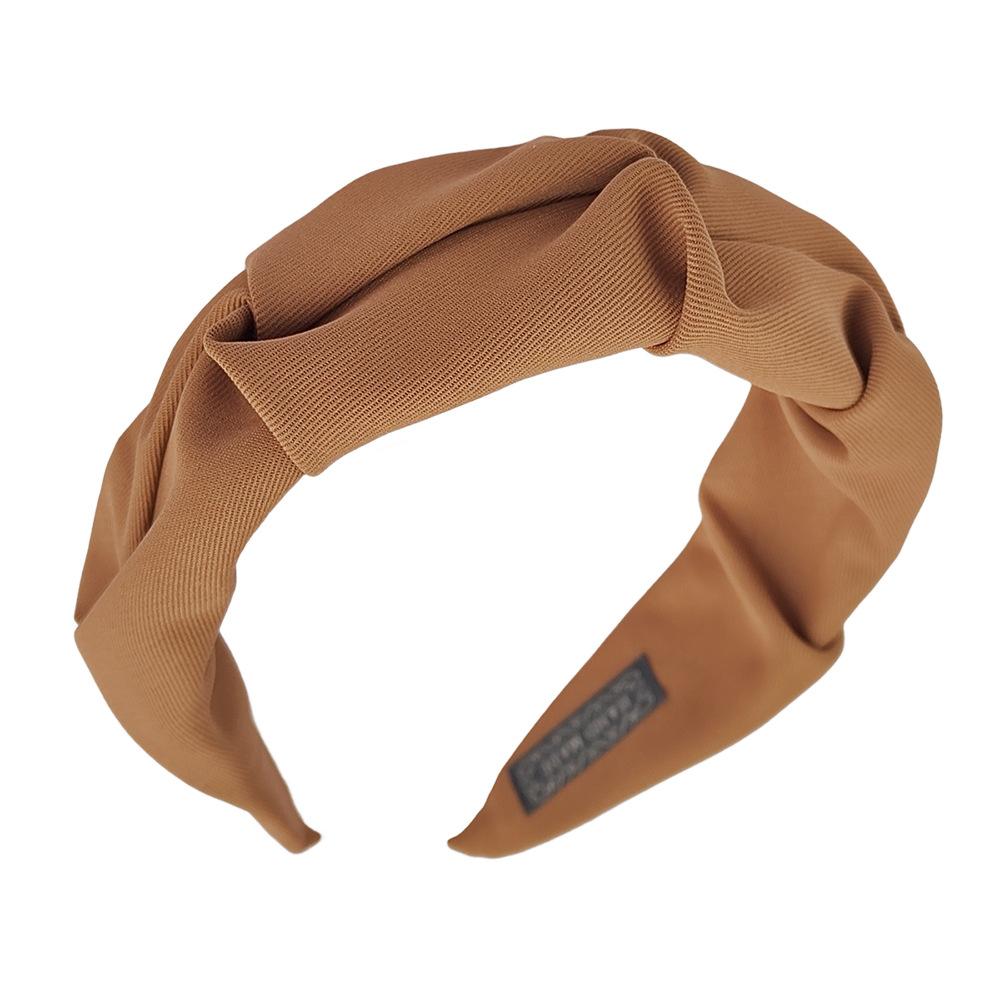 Koreansk hårtilbehør Ensfarget bomull krøllet hodebøyle for kvinner med bred ramme Makeup-hårbånd for hodeplagg for kvinner