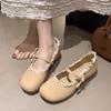 Shallow thick heel single shoes women's spring and autumn new fashion versatile Mary Jane shoes word belt
