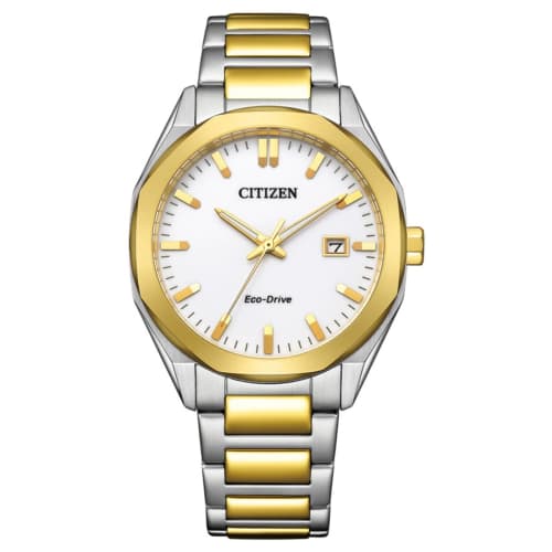 

Citizen Watch, Citizen Collection, Light-Powered Eco-Drive, Waterproof, Octagonal, White, Gold, Simple, Silver, BM7624-82A, Men s