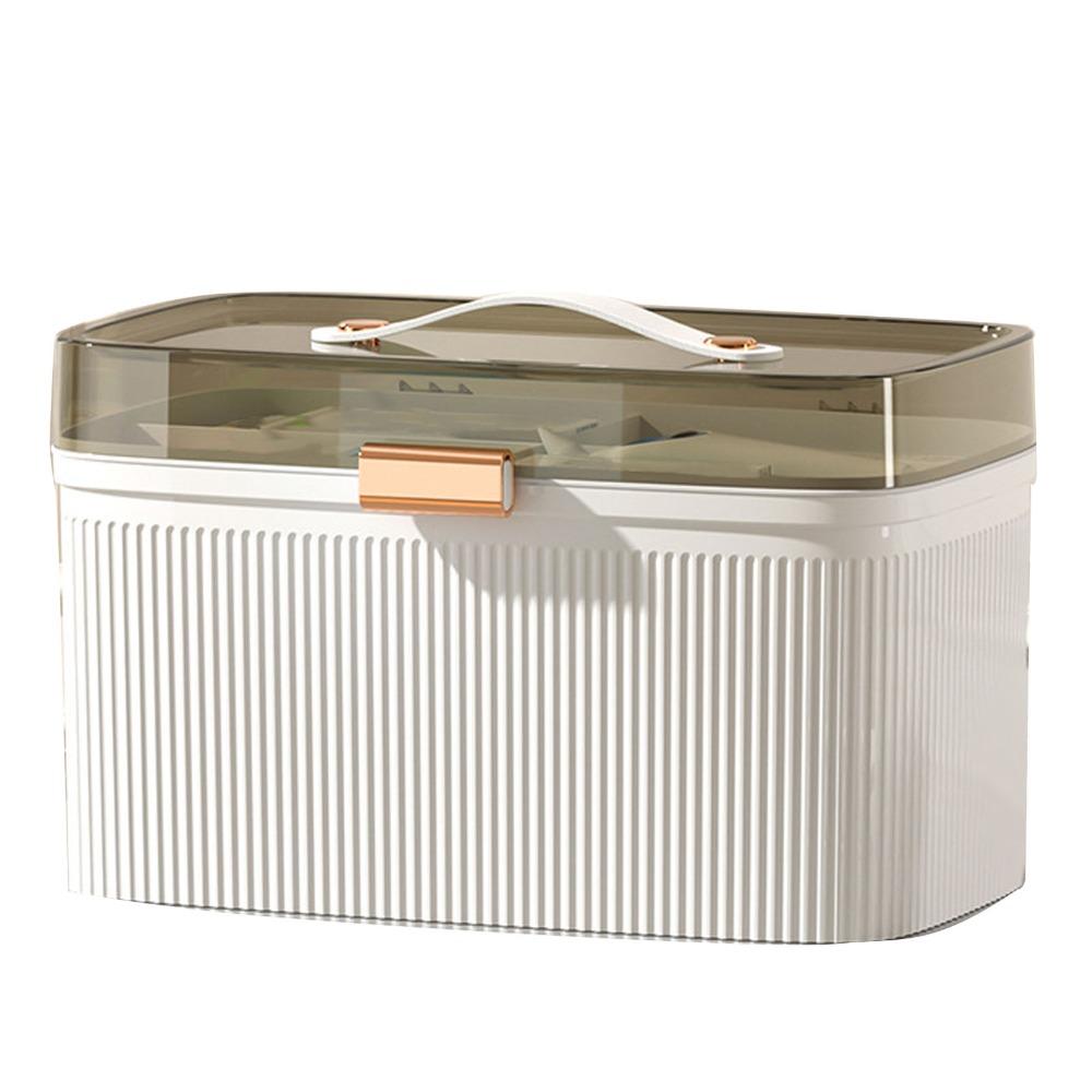 Emergency Preparedness PP Medicine Box Big Capacity White Color First Aid Case Durable 2 Tiers Portable Storage Box Household