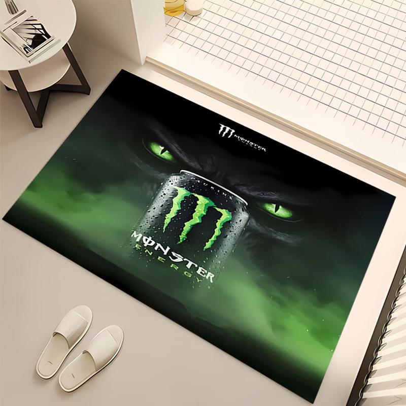 1 Stück Monster Energy LOGO Druck Teppich - Weich, Waschbar, Rutschfest, Indoor-Matte, Wohnzimmer, Home-Office Dekorativer Teppich, Büro Dekoration