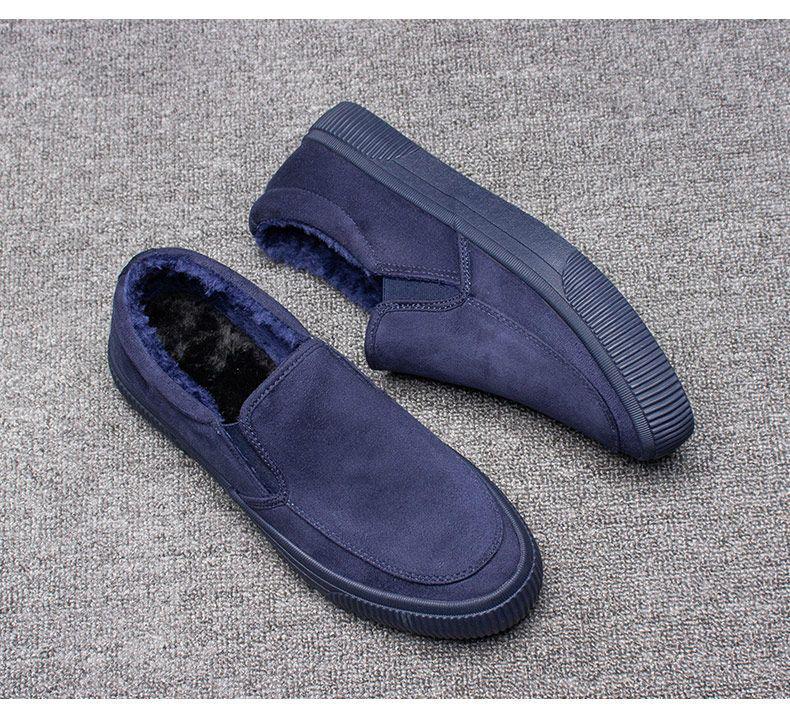 Men's Winter Fleece-Lined Canvas Loafers - Slip-On, Warm Casual Shoes