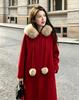 Korean Style Fox Fur Collar Wool Coat - Warm, Versatile, and Stylish.