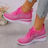 Women's Shiny Rhinestone Wedge Sneakers Breathable Knit Non Slip Walking Shoes Woman Plus Size Fashion Thick Sole White Sneakers