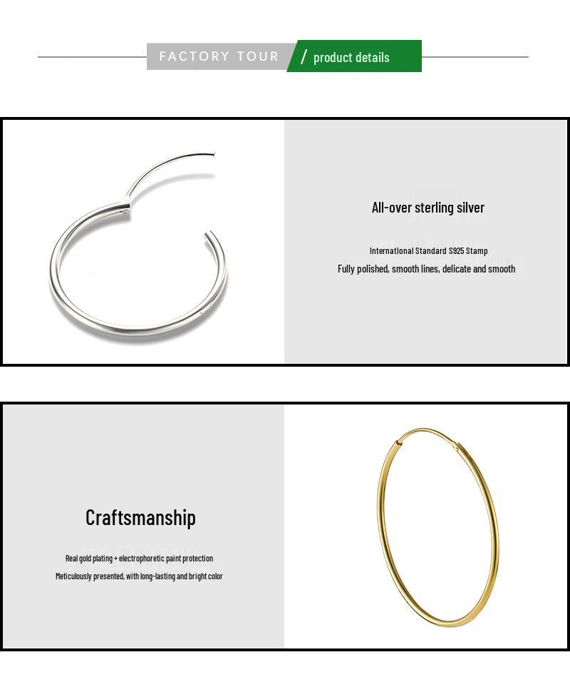 S925 Sterling Zilver Ronde Holle Buis Oorbellen – Eenvoudig, Veelzijdig, High-End Kraakbeen Sieraden voor Vrouwen