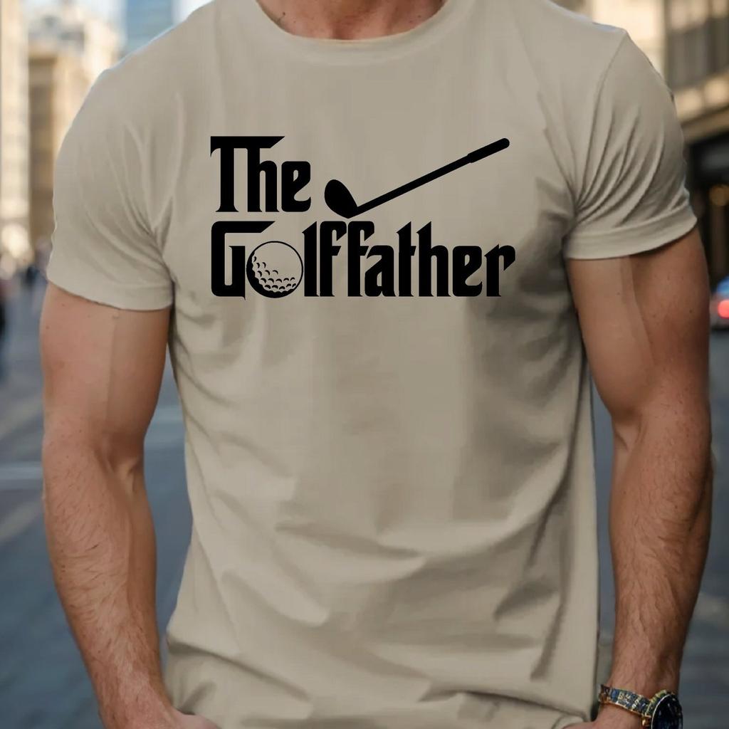 The Golfather Funny Golf Print Mens Casual Short Sleeve Cotton TShirt Breathable Tee