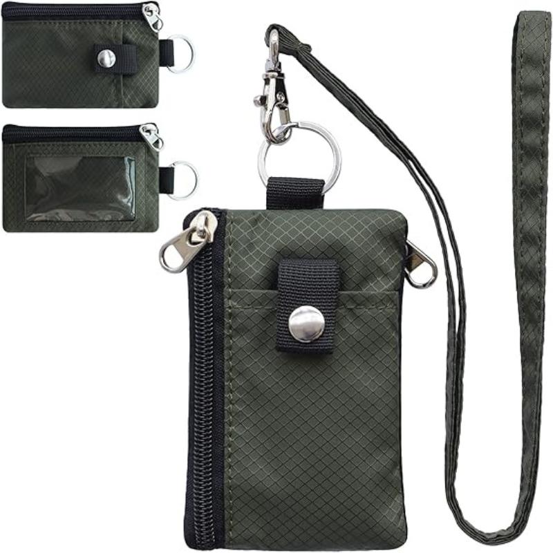 Badge Holder With Id Window Small Wallet Waterproof Anti-Theft Travel Keychain Wallet Men Women Slim Zip Card Lanyard Wallet