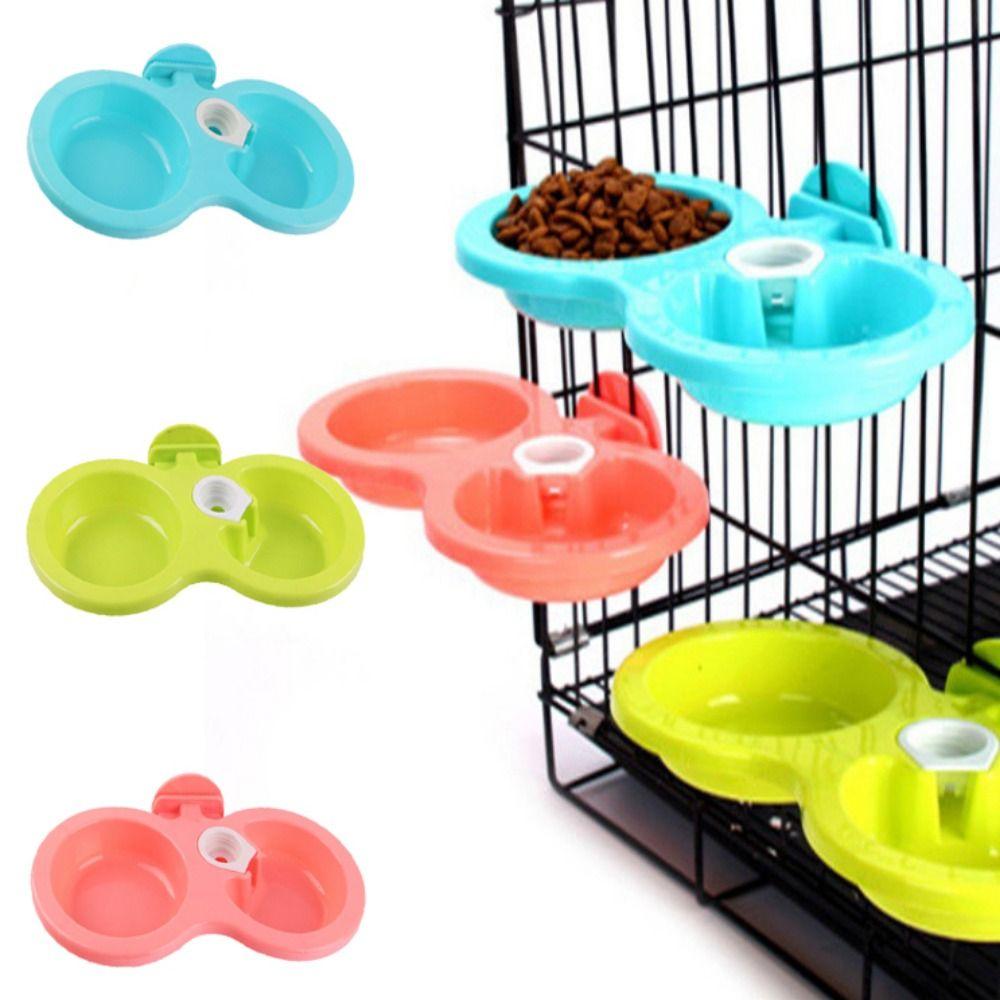 

Двойная миска для корма для собак Миска для воды Подвесной фонтан для домашних животных Подвесная клетка для собак Двойная миска для домашних животных