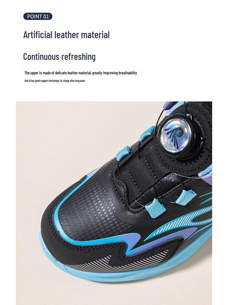 Boys' 2025 Autumn/Winter Leather Sports Shoes - Non-slip, Shock-absorbing, Fashionable Running Shoes for Medium and Large Children