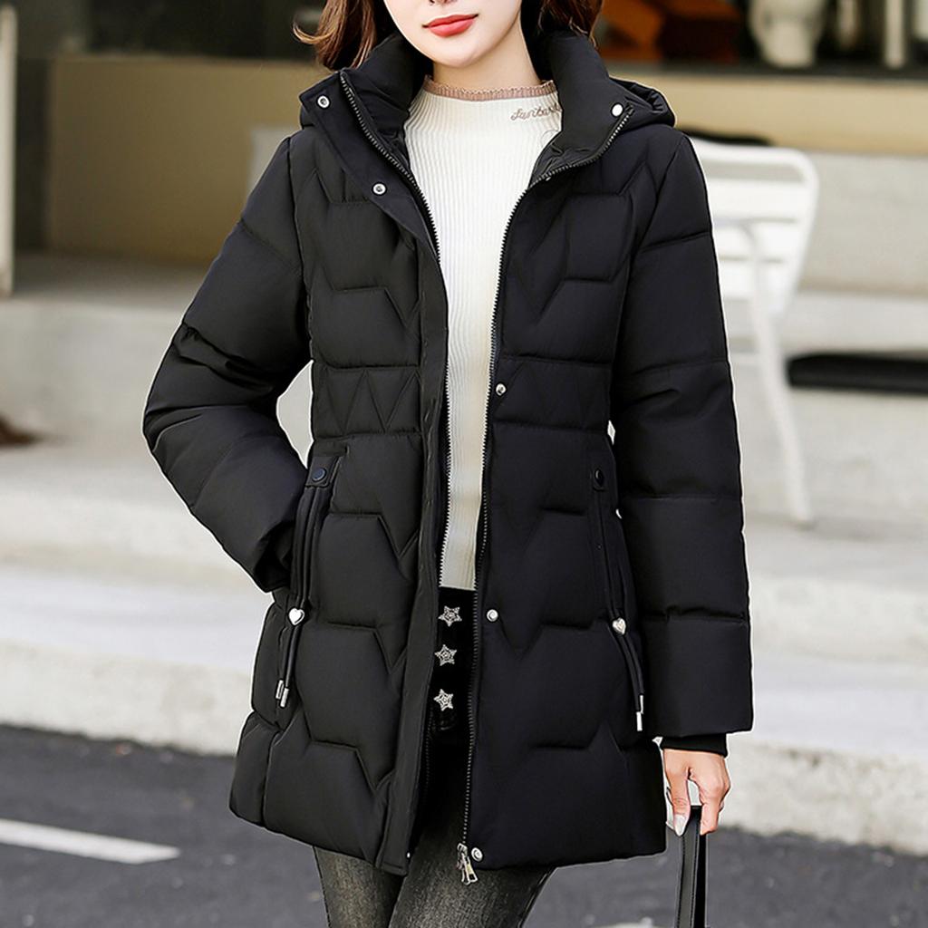 Women's Hooded Coat Ladies Winter Cotton Coat Thickened Warm Jacket
