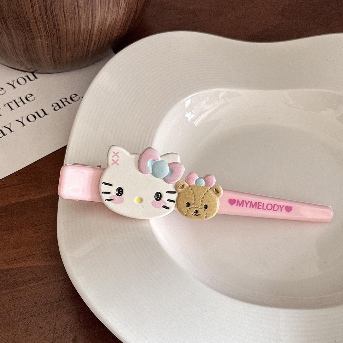 

Cute Bow Glasses Cartoon Long Strip Large Seamless Bangs Side Hair Clip Duckbill Clip 1pcs розовый