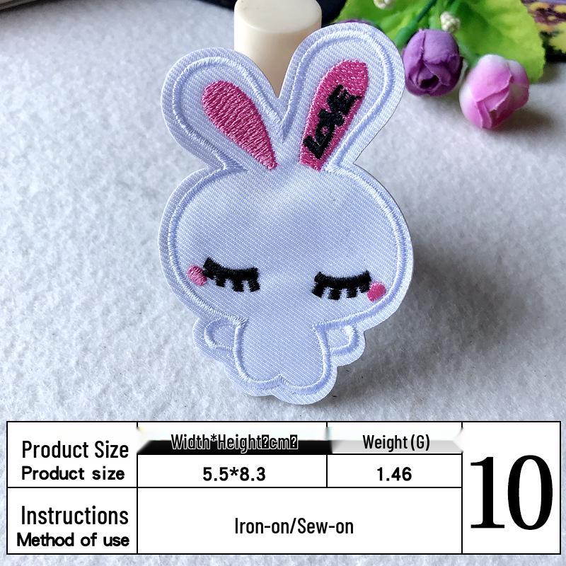 Søt tegneseriekanin borrelås stoffmerke for veskedekorasjon
