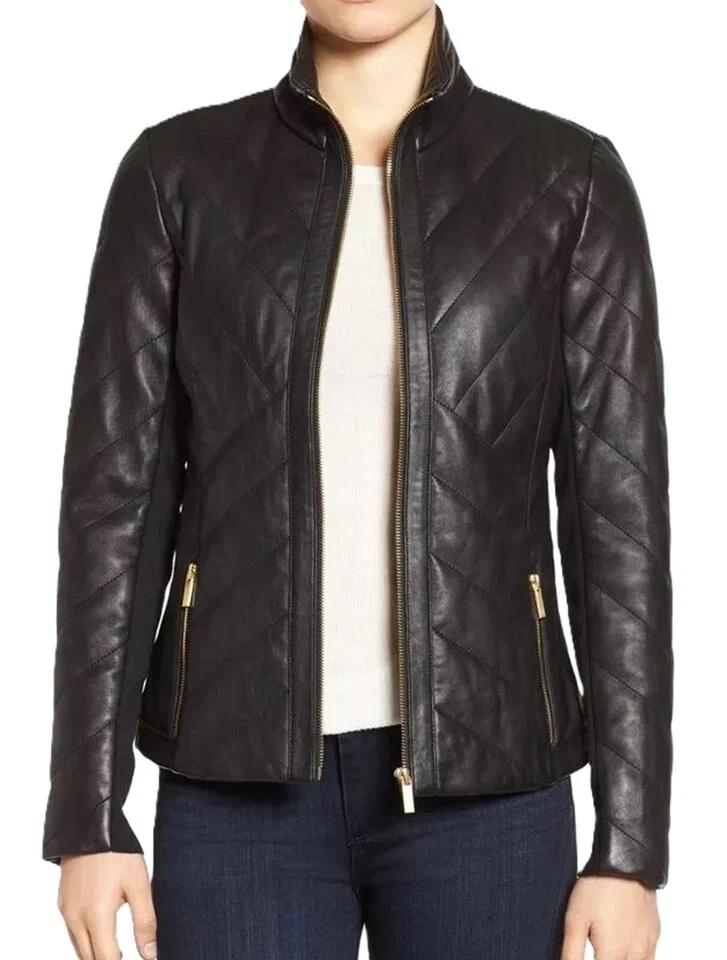 New Leather Jacket Women's Black Biker Stylish Handmade Lambskin Casual Motorcycle