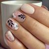 European and American Autumn and Winter Manicure Wearing Nail Small Fresh Leaves Flower Glitter Short Square Wearing Nail Piece