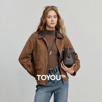 Chuyu Women's Suede Patchwork Barn-Style Jacket