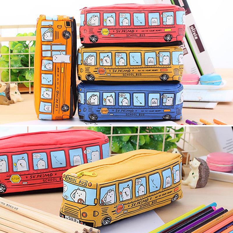 Roztomilý autobusový penál plátěný stacionární box velkokapacitní taška na pera penály