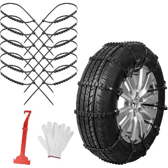 Qoosea Snow Chains Tire Chains for Car, Trucks, SUV Universal Emergency Snow Tire Chains, Adjustable Anti-Slip Tire Cables & Universal Fit (12 Pcs