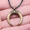 Punk Witch Horn Crescent Pendant Necklace For Women Men Half Moon Necklace Crescent Lune Necklace