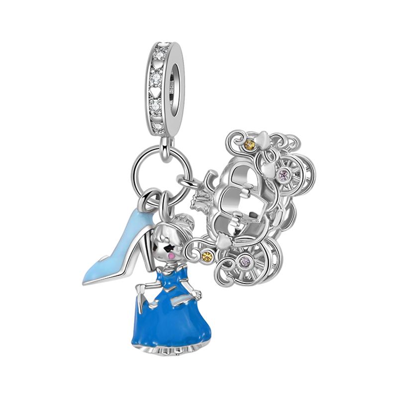 Danturn 925 Silber Charms Verhedderter Mickey Minnie Mulan Anhänger für Frauen Schmuckherstellung Armbänder Halskette
