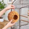 Parakeet Nest, Chewproof Plastic Frame Washable Small Bird House for Cage, Hanging Cozy Sleeping Nest, Woven Rattan Bird Nest with Metal Hooks