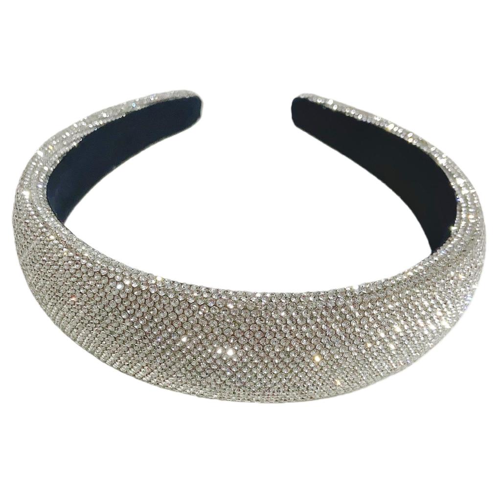 French Luxury Full Diamond Rhinestone Women's Headband – Dazzling High Crown Essential Headwear