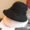 Literary Cotton and Linen Eaves Simple Bucket Hat Women's Spring and Summer Versatile Stitching Bow Sunshade Cloth Hat
