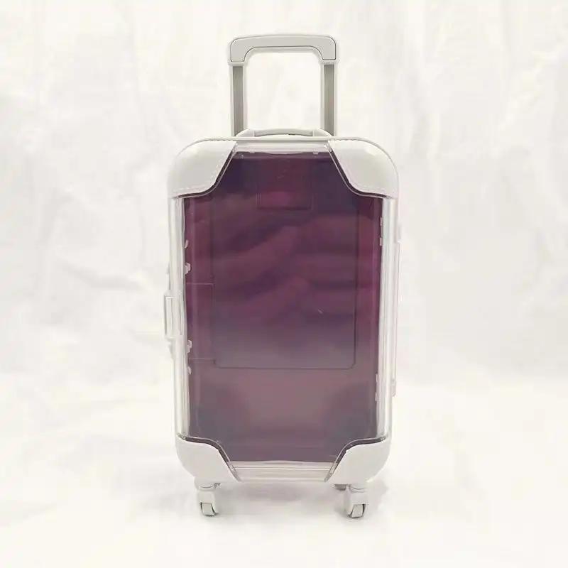 1PC Mini Trolley Luggage For Storing Doll Clothes Shoes Jewelry Cute Plastic Small Suitcase Box Dollhouse Decoration Accessories