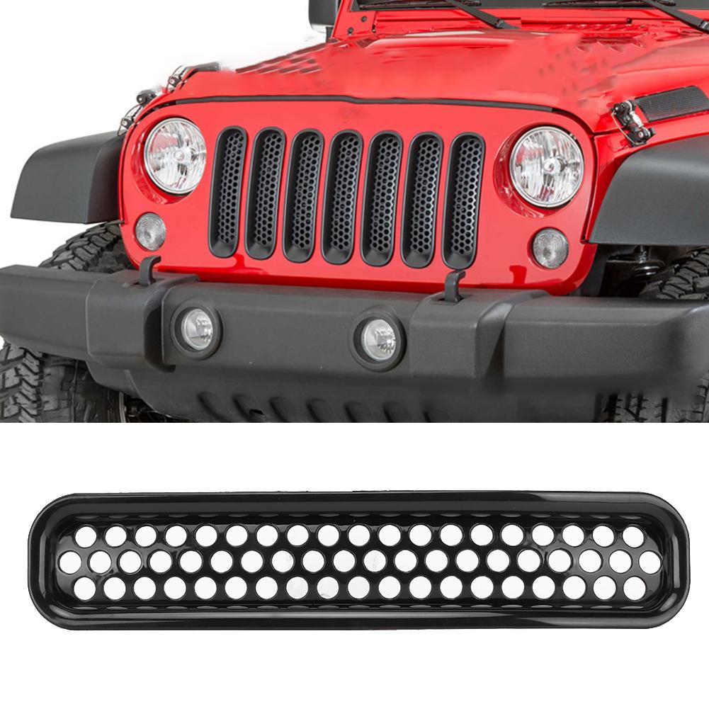7pcs Clip On Front Mesh Grille Grill Inserts Black Color Fits for Jeep Wrangler
