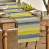 Waterverf Blauw Geel Gestreept Tafelkleed, Moderne Minimalistische Tafeldecoratie voor Woon- & Eetkamer