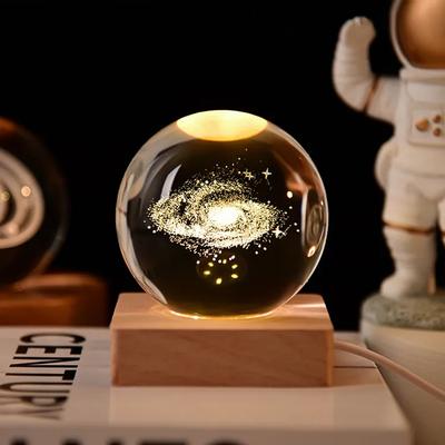 Valentine's Day Decorative Lamp 3D Crystal Ball Glowing LED Night Light Bedroom Decor Galaxy Moon Night Lamp Gift for Kid Couple