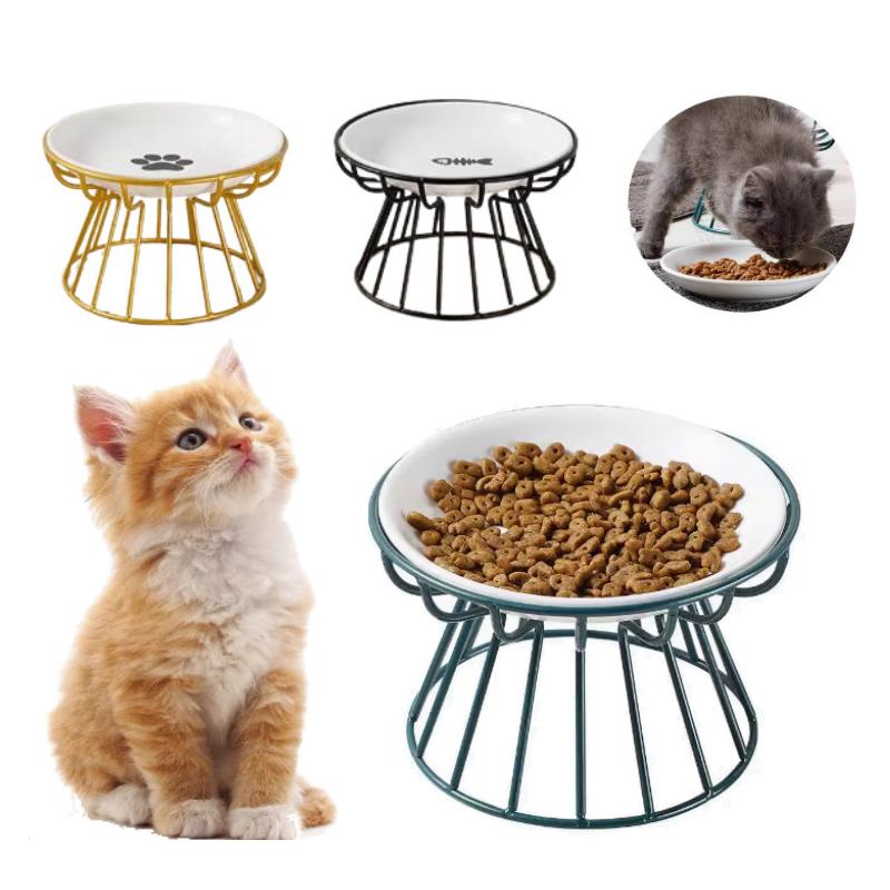 Nordic Style High Foot Pet Bowl Cartoon Neck Protection Anti Overturning Cat Dog Bowl Food Bowl