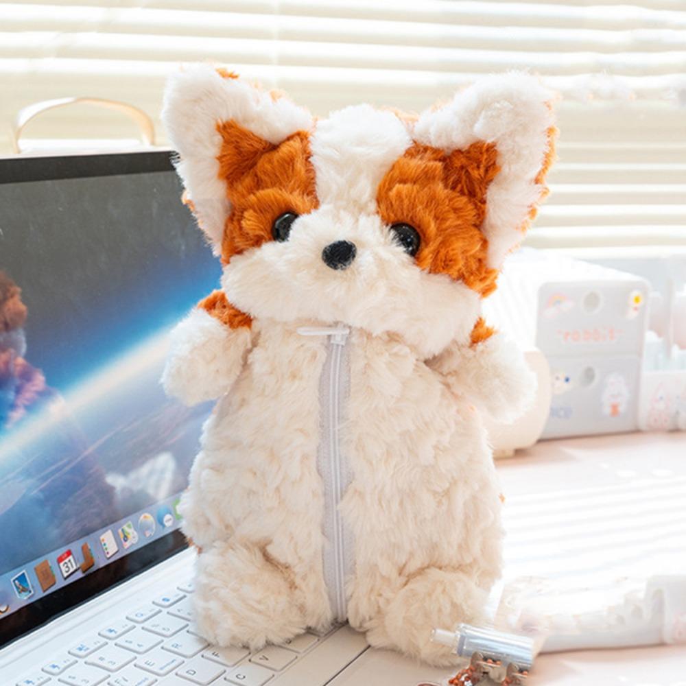 Plush Dog Doll Stationery Bag Simulated Little Dog Pen Pouch Little Dog Doll Pencil Bag Stationery