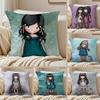 Girl S-santoro G-Gorjuss  Cushion Cover Silky Short Plush Sofa Pillow Cover Hidden Zipper Soft Dustproof Case for Home Decor
