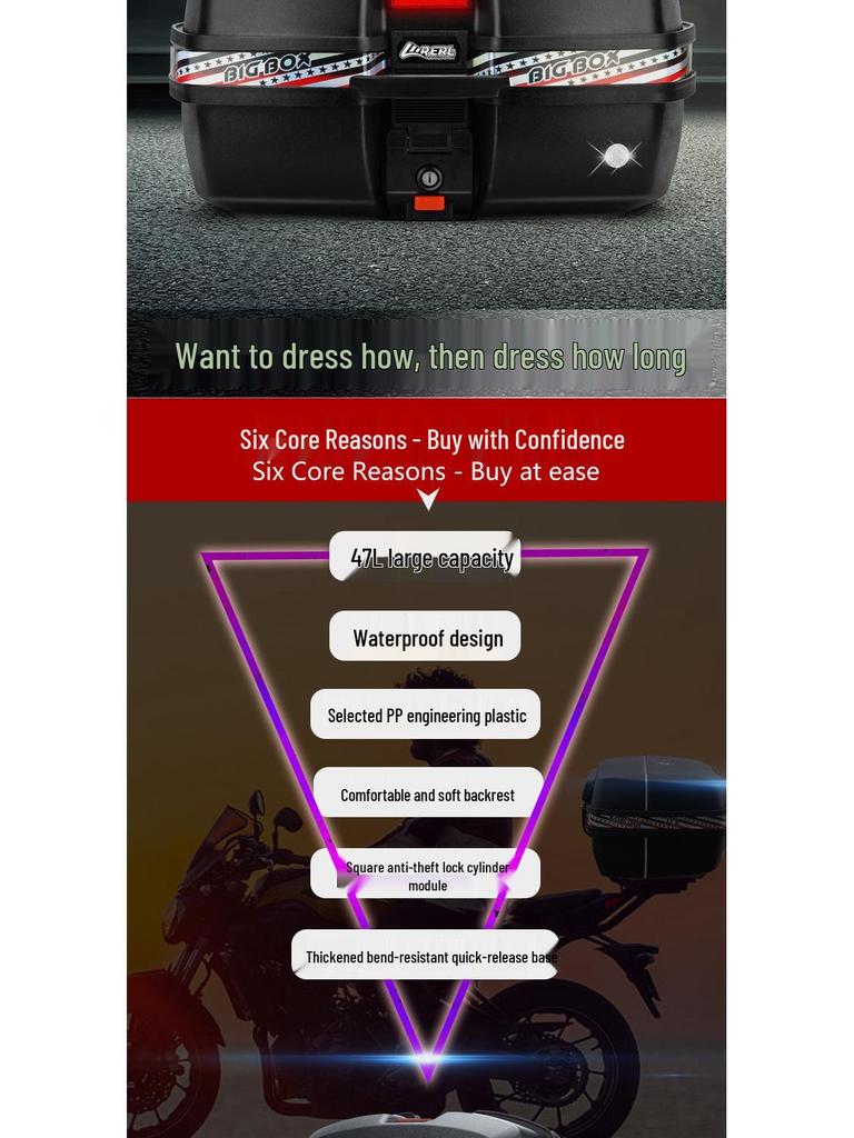 Universal Large-Capacity Motorcycle & Scooter Storage Tail Box