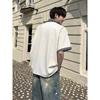 Men's Black Striped Collar Cuff Detail Polo Shirt Casual Oversized Streetwear Top