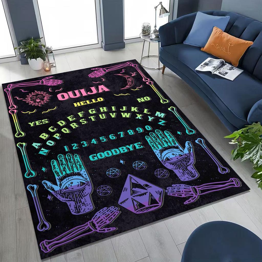 3D Retro Witch Ouija Gothic Spirit Board Rug for Bedroom Living Room Sofa Home Doormat Decor, Large Kids Play Non-slip Floor Mat