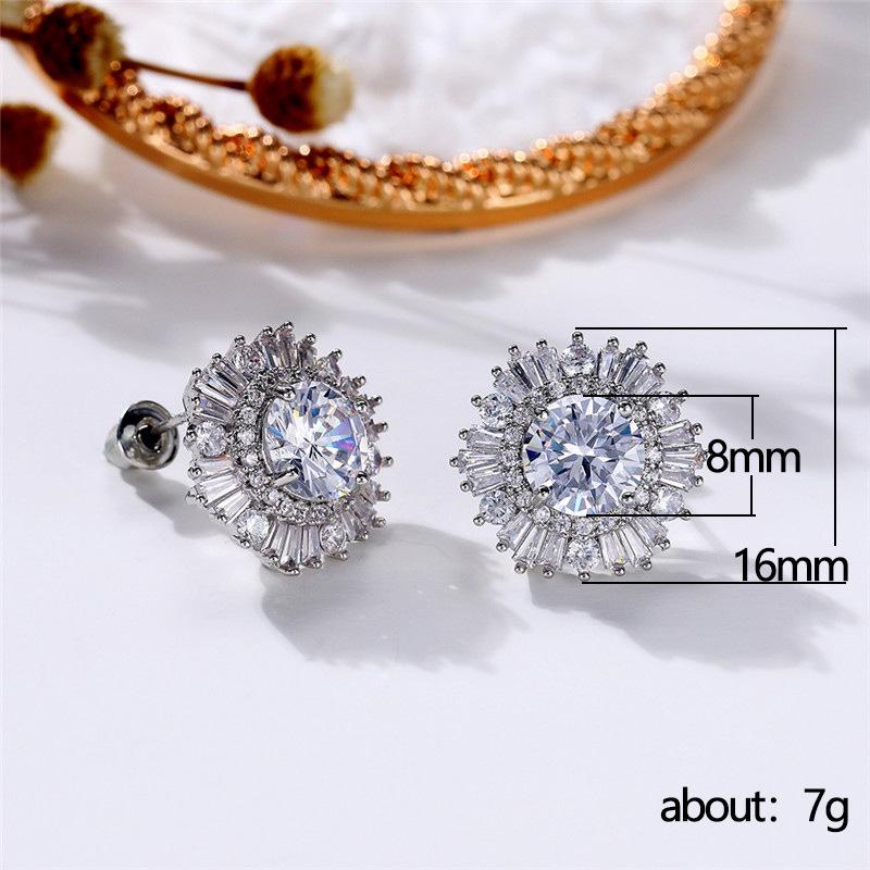 Xiaomi Huitan Eternity Cubic Zirconia Flower Stud Earrings for Women High Quality Wedding Accessories Classic Versatile Female Jewelry