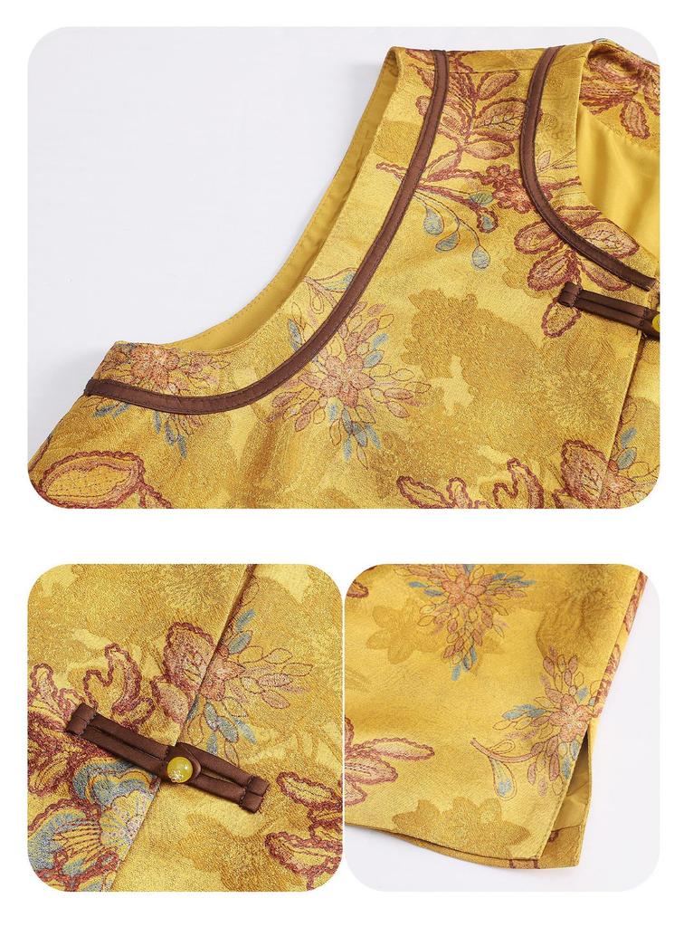 Mother's Day Stylish Frog Button Chinese Vest for Moms - 2026 Elegant Outerwear for Middle-Aged and Elderly.