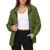 Women's Waterproof Windproof Hooded Jacket Lightweight Outdoor Raincoat Full Zip Front Pockets Adjustable Drawstring Hood