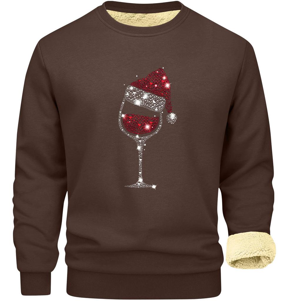 Sweatshirts för män Långärmad Fleece Casual Luddig Rundhalsad Pullover Varm Vinter