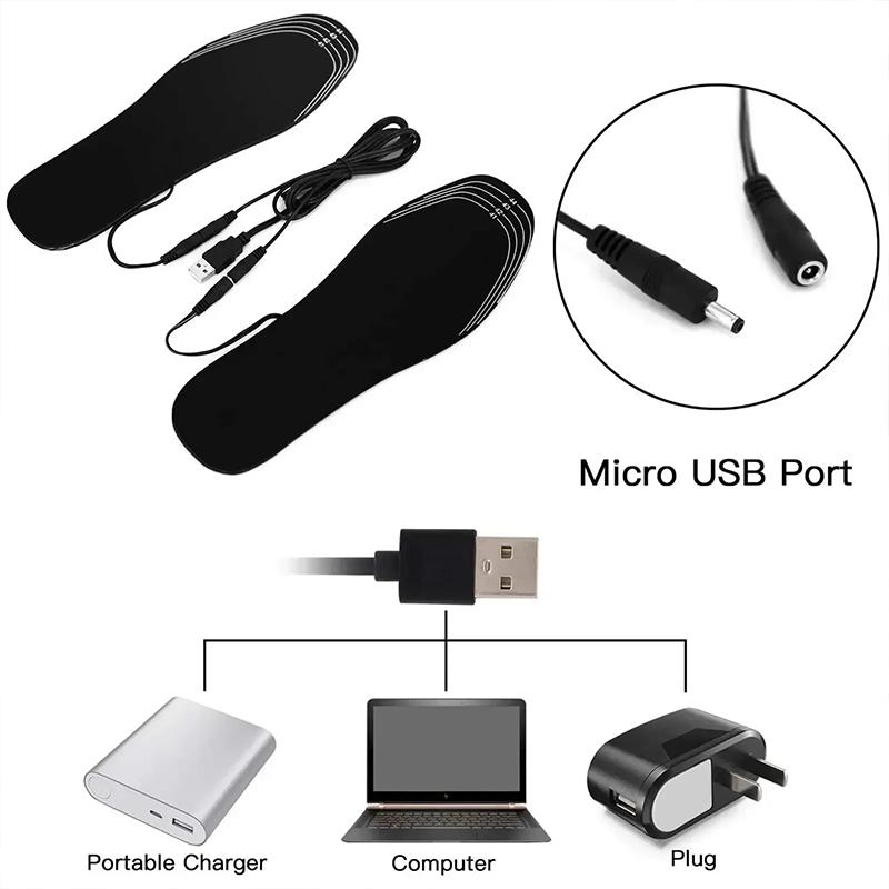 Winter Outdoor Sports Heating Insole Winter Warm USB Heated Insoles Shoe Electric Foot Warming Pad Feet Warmer Sock Pad Mat
