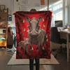 1PC Red Rose Animals Print Flannel Blanket, High Quality All Seasons, Home Decor, Warmth and Comfort, Perfect for Christmas Gifts