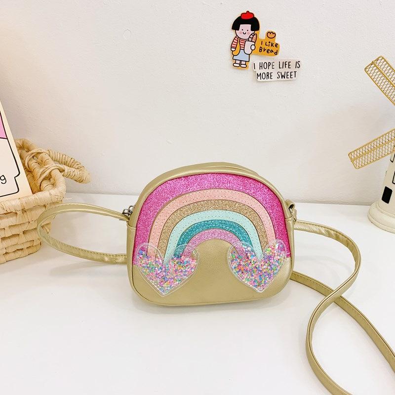 Tęczowa Torebka Listonoszka z cekinami dla Dzieci - Modna, Wszechstronna, Duża Pojemność PU Torba na Ramię