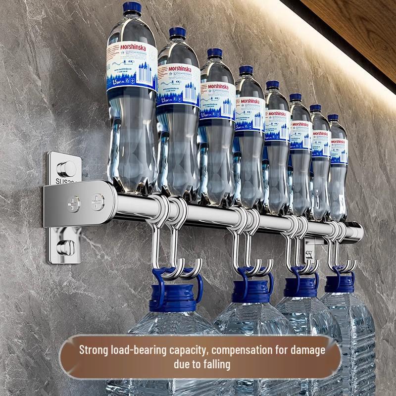 304 Stainless Steel No-Punch Kitchen Wall Hook: Multi-function Pot Lid Rack & Utensil Holder