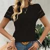 Spring/Summer European and American Fashion Women's Round Neck Hollow Short Sleeve Round Neck T-shirt Top