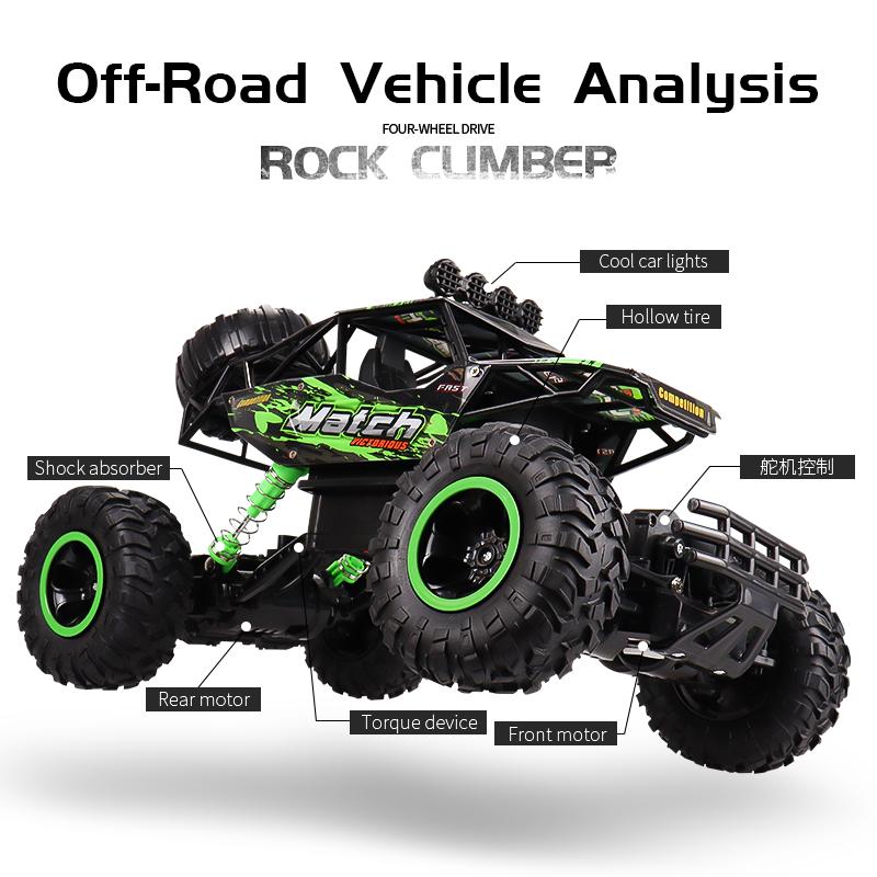 1:12/1:16 4WD Remote Control Car With Led Lights Radio Electric Rock Crawler Buggy 4x4 Off-Road Control Truck Toys Gift for Kid