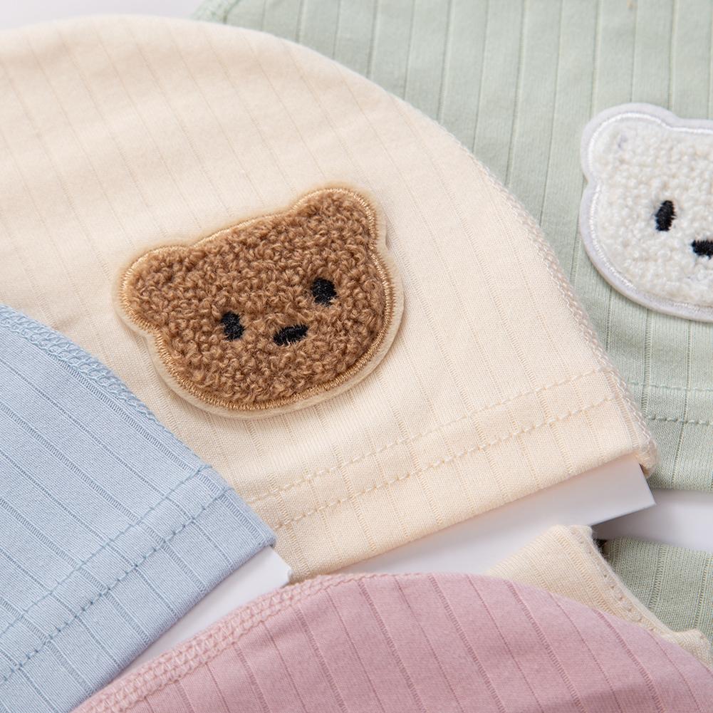 3Pcs/set Cotton Newborn Hats Caps Mittens Foot Cover Infant Felt Cute Bear Headwraps Baby Gloves Socks 0-3M Beanies