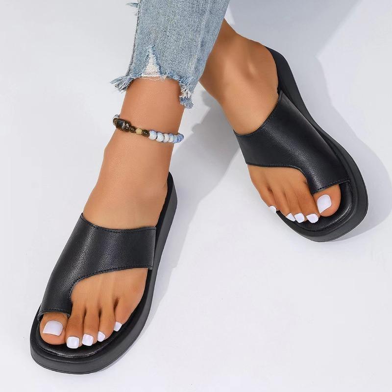 Foreign Trade Cross-border Summer Slippers European and American Solid Color Set Cool Slippers Large Size Polyurethane Bottom Cool Slippers Women