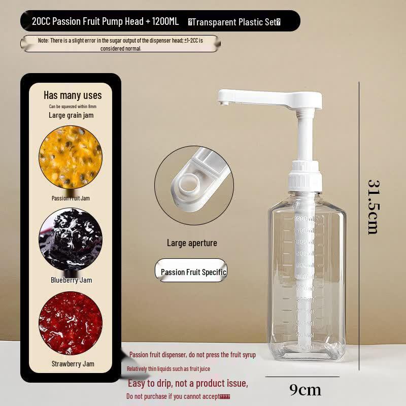 ZISIZ Glass Hand-Press Syrup Dispenser Bottle